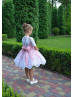 White Lace Mauve Tulle Trendy Flower Girl Dress